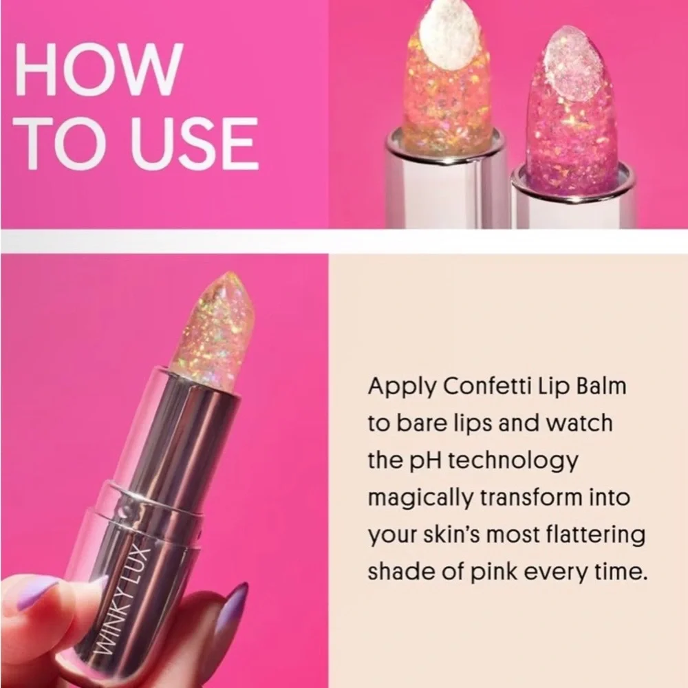 NWT WINKY LUX Confetti Limited Edition Color Changing pH Balanced Lip Balm - Picture 7 of 9